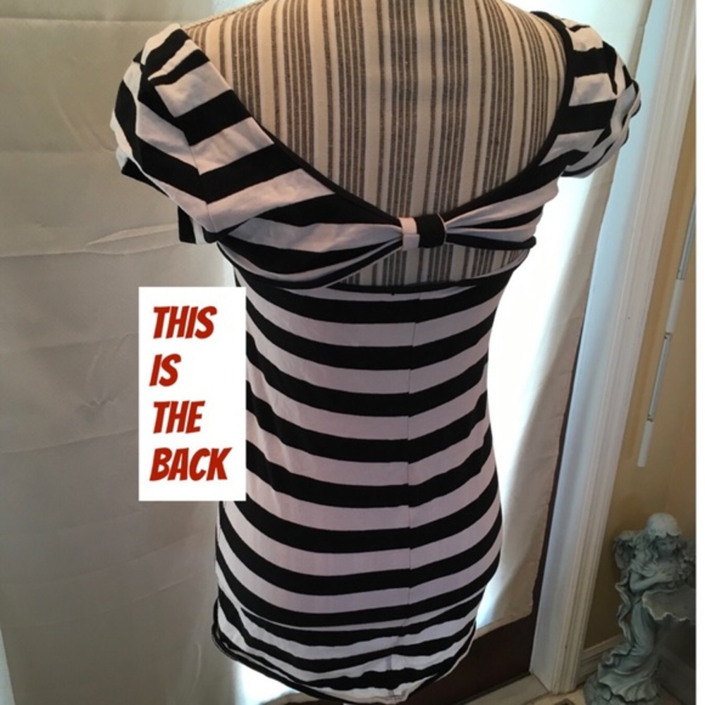American Dream Black & White Top with Bow Tie Back